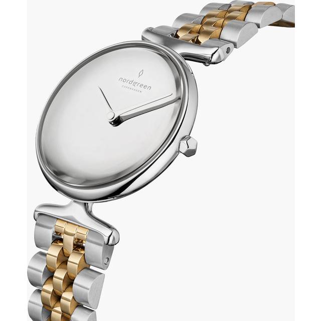 Nordgreen Elegant Women's Dress Classy Watch - 32mm Silver Case - Polished metal Dial - Silver/Gold Metal Strap