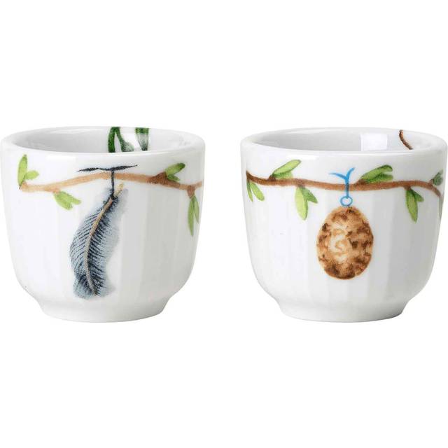 Lyngby Porcelæn Hammershøi Spring Æggebæger Ø5 cm Hvid m. Deko 2 stk. - H:4,5 Ø:5 Äggkoppar Från Magasin (H:4,5 Ø:5)