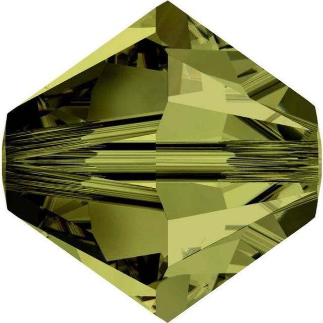 100pcs Authentic Preciosa 3mm (0.12 Inch) Small Faceted Bicone Crystal Loose Beads Olivine Green Compatible with Swarovski 5301/5328 for DIY Jewelry M
