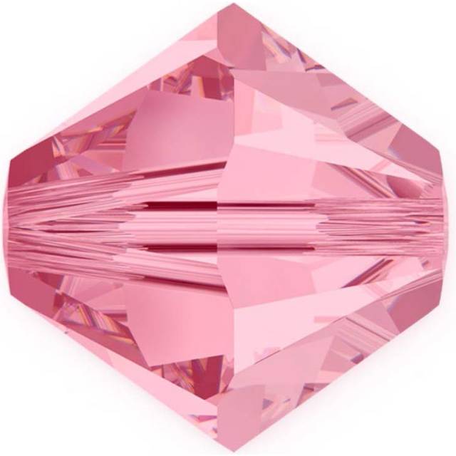 100pcs Authentic Preciosa 4mm (0.16 Inch) Small Faceted Bicone Crystal Loose Beads Light Rose Pink Compatible with Swarovski Elements Crystals for Jew