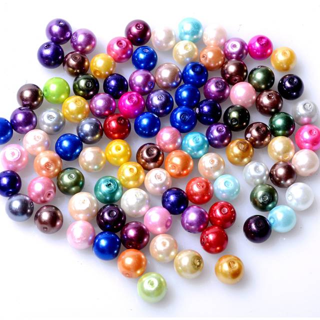 RUBYCA 200Pcs Mix Czech Tiny Satin Luster Glass Pearl Round Bead 8mm Assortment Beading DIY Jewelry