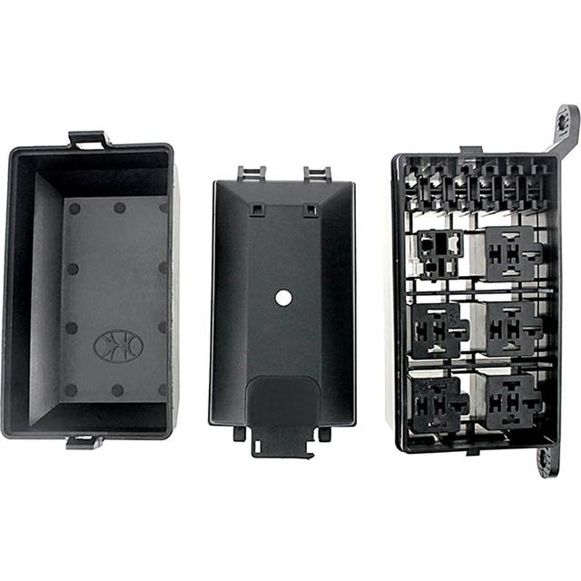 12-Slot Relay Box 6 Relays 6 ATC/ATO Standard Fuses Holder Block with 41pcs Metallic Pins Universal