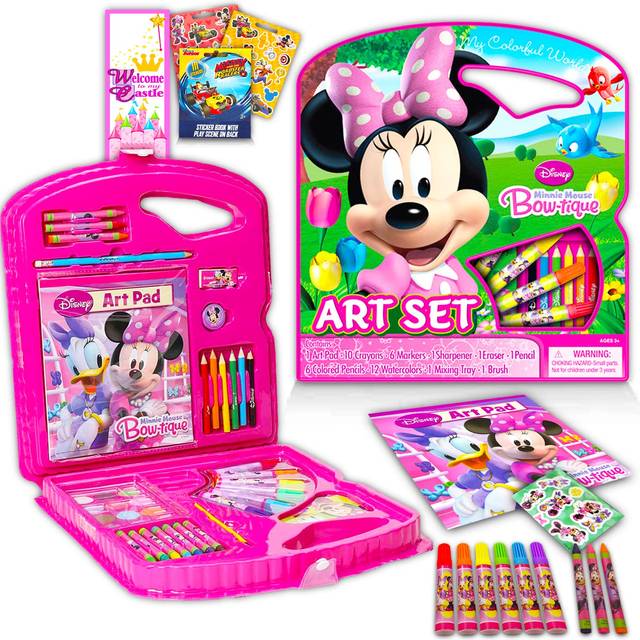 Disney Minnie Mouse Art Set for Girls - Bundle with Minnie Mouse Art Pad  Coloring Utensils  Brushes  Stickers  and More (Arts and Crafts Supplies for