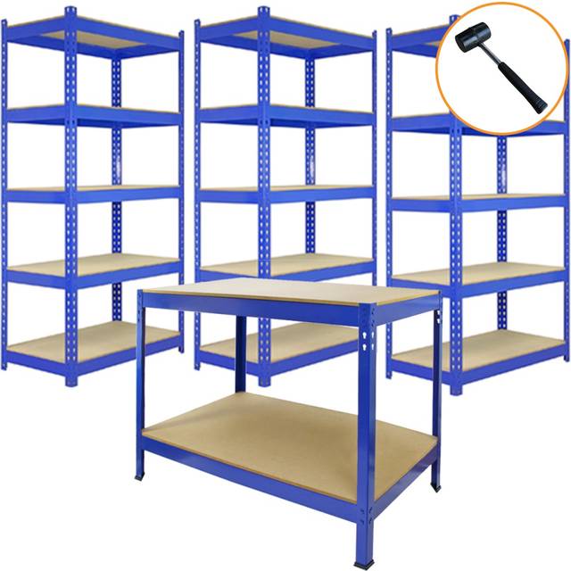 Blue Racking Unit 5 Tier Garage Storage Warehouse Shelving 3 x 90cm & 2 x 120cm