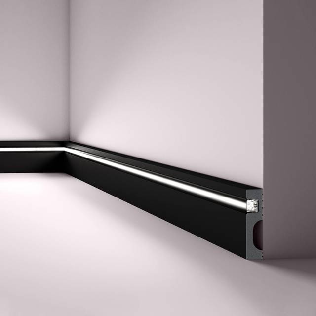 NMC IL11 BLACK WALLSTYL Skirting Stucco moulding for indirect lighting black 2 m