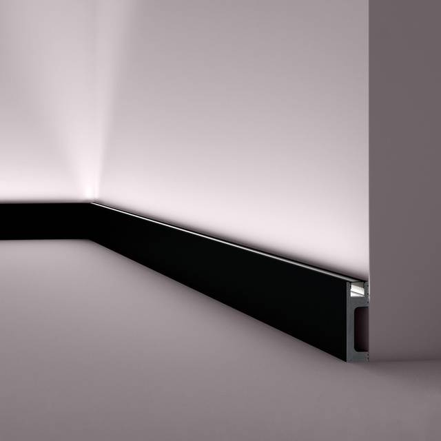 NMC IL10 BLACK WALLSTYL Skirting Stucco moulding for indirect lighting black 2 m