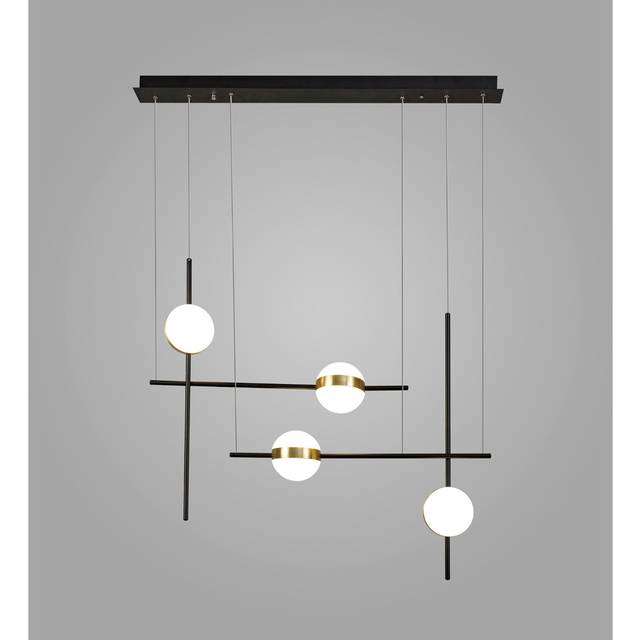 Mantra M7160 Cuba Criss Cross Linear Pendant 4 Light 32W LED Gold Blac