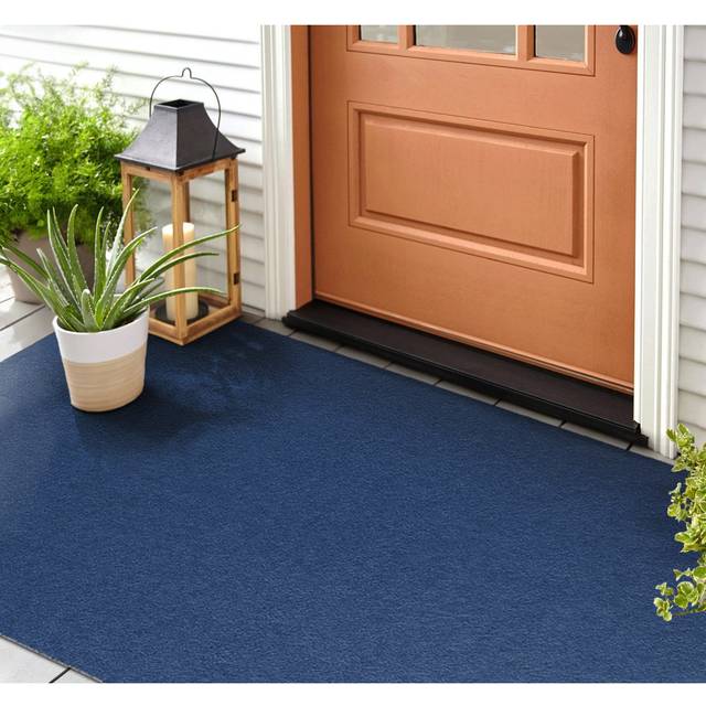 Gravel W39 x L59 cm Non-Slip Outdoor Door Mat - Muffled Blue (59cm W X 39cm L)
