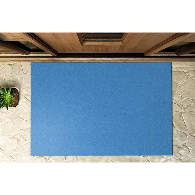 Gravel W39 x L59 cm Non-Slip Outdoor Door Mat - Blue Look (59cm W X 39cm L)