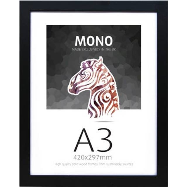 Ultimat Mono Glass & Wood Picture Frame - Black A3