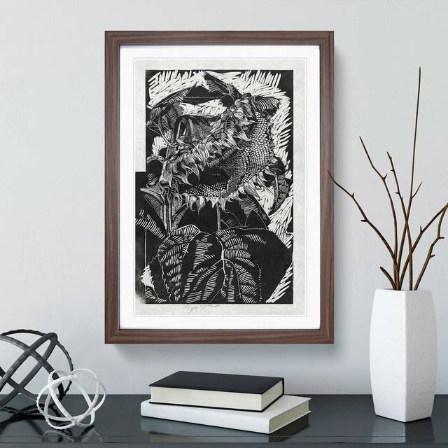Sunflower by Reijer Stolk - Picture Frame Painting - Walnut Framed (36cm H x 27cm W x 2cm D)
