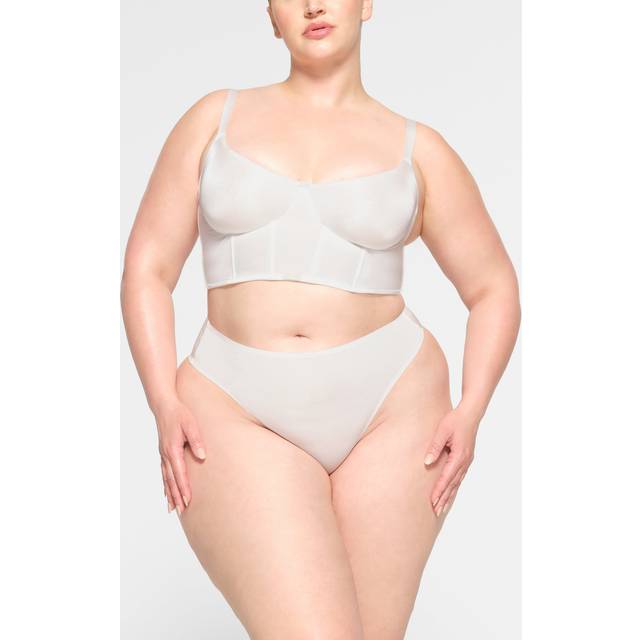 SKIMS Demi Corset Bra | White | 36A | SKIMS Logo Shine - Marble