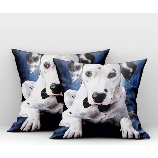 45 x 45 cm Set of 2 Cushion Covers Home Decor Decorative Cushion Sofa Throw Cushion Covers Pillow Cases White Dalmatian Blue Wood Grain