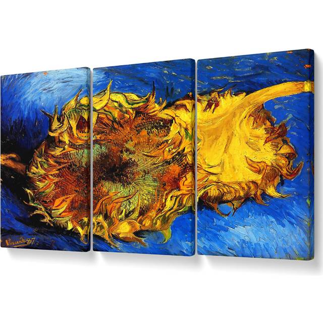 Two Cut Sunflowers 3 by Vincent Van Gogh - 3 Piece Wrapped Canvas Graphic Art (50.8cm H x 106.6cm W)