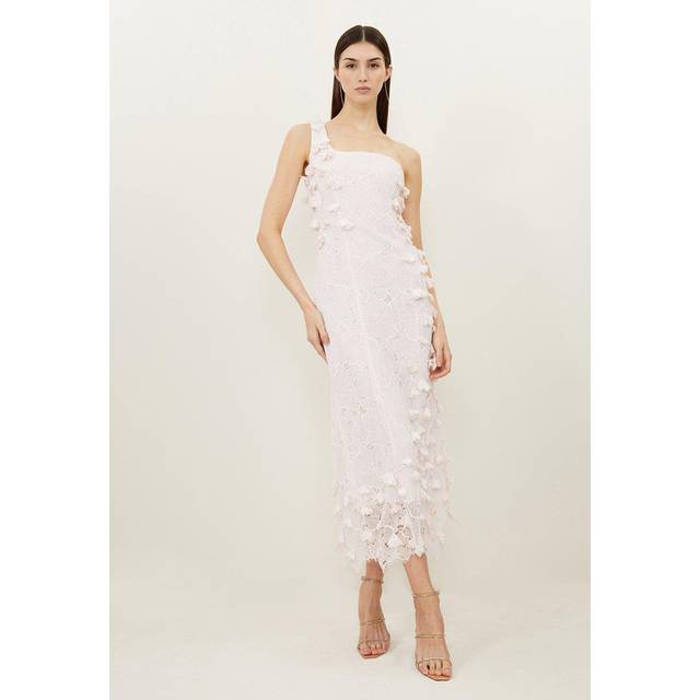 Petite Lace Petal Applique Woven One Strap Maxi Dress - Pink