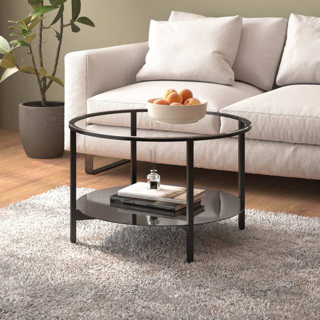 Ebern Designs Tea Table Tempered Glass - Black (46cm H X 70cm W X 70cm D)