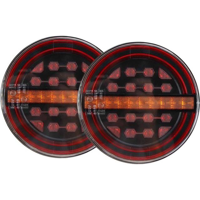 2Pcs 5.3" Round LED Truck Trailer Light Rear Light Brake DRL Flow Turn Signal Lamp Car Ships Bus Van Boat Caravan Lorry