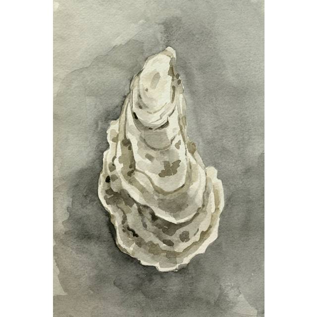 Neutral Oyster Shell IV - Wrapped Canvas Painting (30cm H x 20cm W x 3.8cm D)