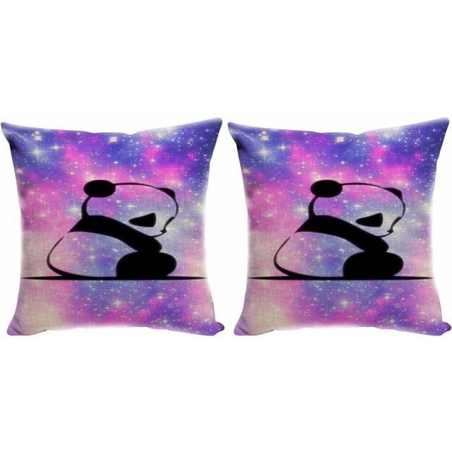 Cushion Cover Decorative Cushion Cover Living Room Cushion Cover Pillow Cover Sofa Cushion Cover Pink Galaxy Panda 45 x 45 cm