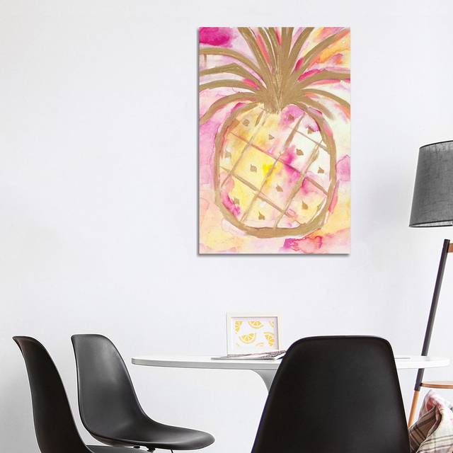 Pink Gold Pineapple by L. Hewitt - Wrapped Canvas Graphic Art (101.6 cm H x 66.04 cm W x 1.91 cm D)