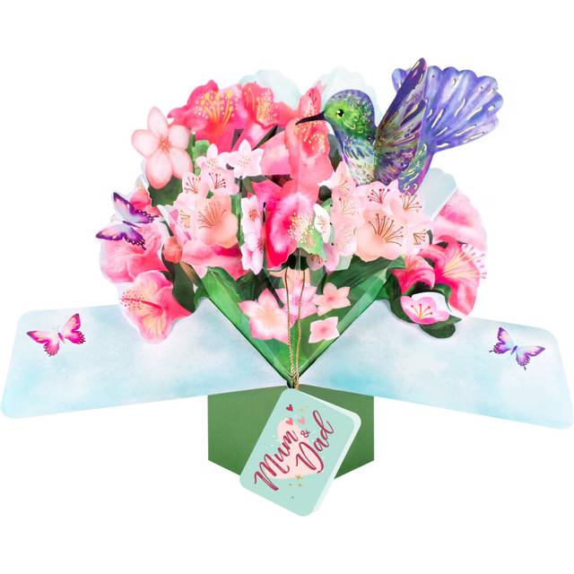 Pop Up Hummingbird & Flowers Mum & Dad Card Suit Any Occasion