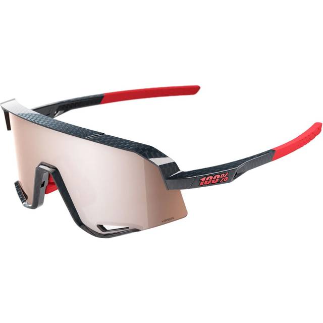 100% Slendale Sunglasses - Gloss Carbon Fiber HiPER Crimson Silver Mirror Lens - Black/silver