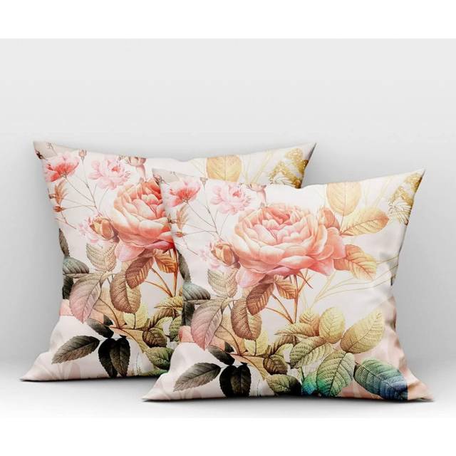 45 x 45 cm Set of 2 Cushion Covers Home Decor Decorative Cushion Sofa Throw Cushion Covers Pillow Cases Beautiful Pink Rose Flowers