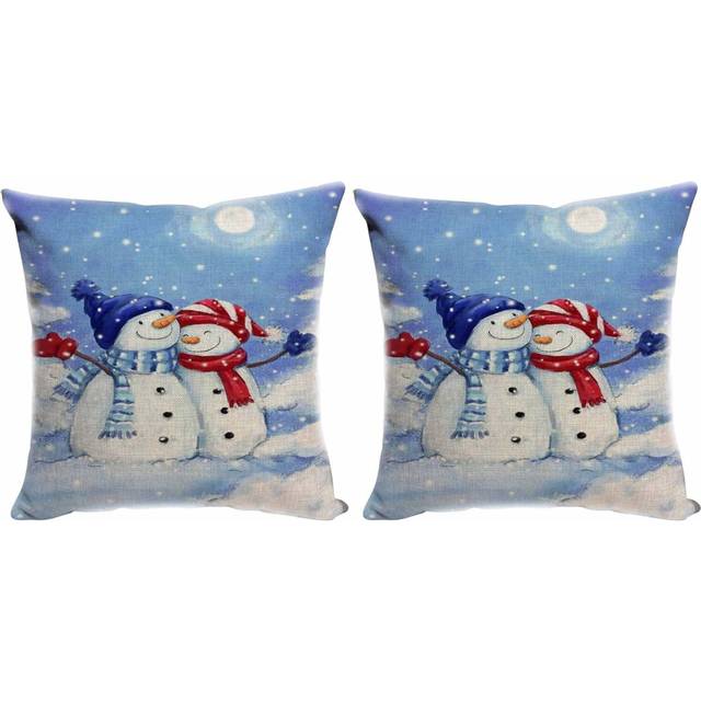 Cushion Cover Decorative Cushion Cover Living Room Cushion Cover Pillow Cover Sofa Cushion Cover Romantic Snowman Snow 45 x 45 cm