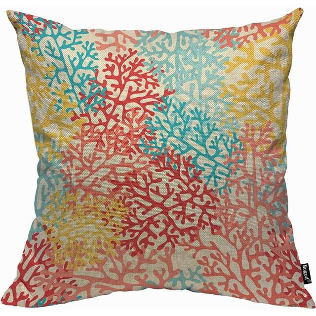 Corals Colorful Artwork Cushion Cover Throw Pillow Covers Light Blue Orange Red Blue Pillow Case