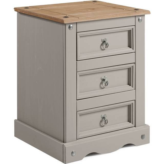 Palmea 3 Drawer Bedside Table - Grey (67cm H X 53cm W X 39cm D)