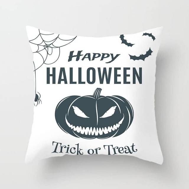 Halloween Cushion Covers,Black Ghost Skull Head Cushion Covers, Pumpkin Linen Cushion Cover, Throw Pillow Cases Sofa Halloween Decorations 45*45 #26