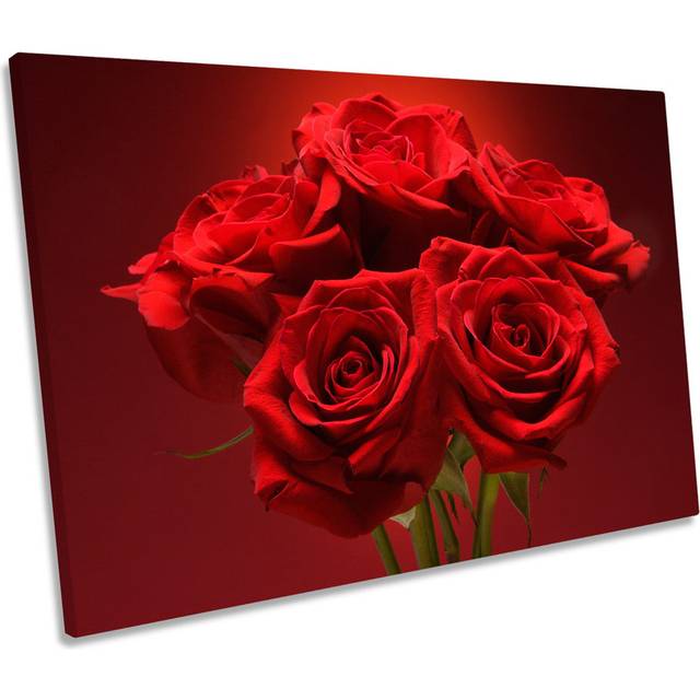 Bouquet Of Red Roses Flowers CANVAS WALL ART Framed Print (30.5cm H x 45.7cm W)