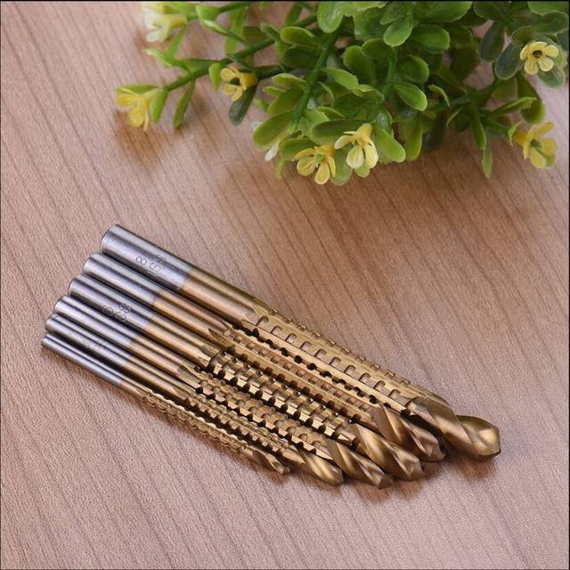 6Pcs Titanium Drill Saw Bit Set, HSS Serrated Bit Hole Drilling, 3-8mm Carpenter Hacksaw Drill Bits Kit
