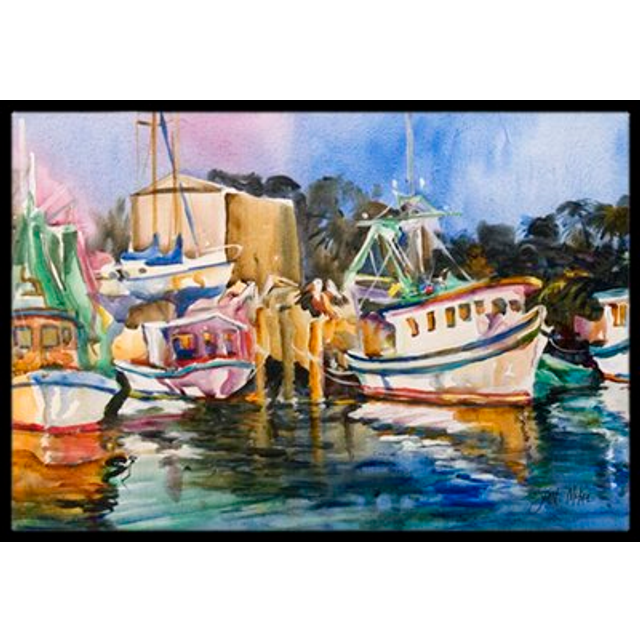 """""Caroline's Treasures Shrimp Boat Warehouse Indoor or Outdoor Mat  18"""""""" x 27""""""""  Multicolor"""""