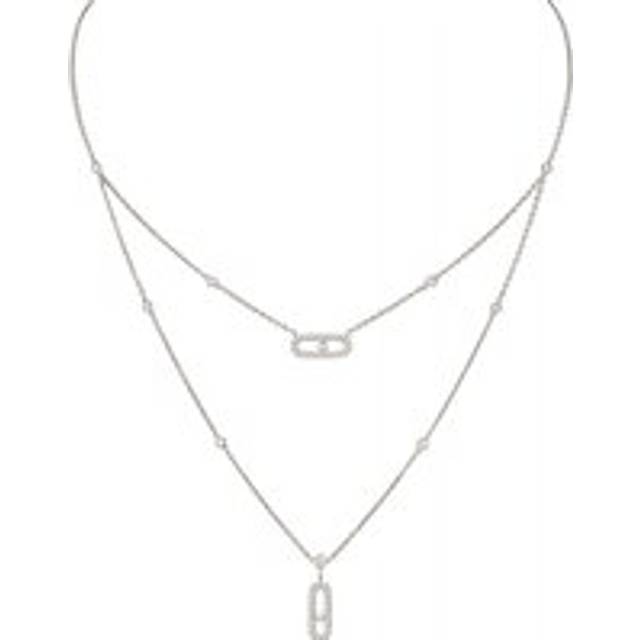 Messika Move Uno Two Row Pave 18ct White Gold 0.50ct Diamond Necklace - Gold