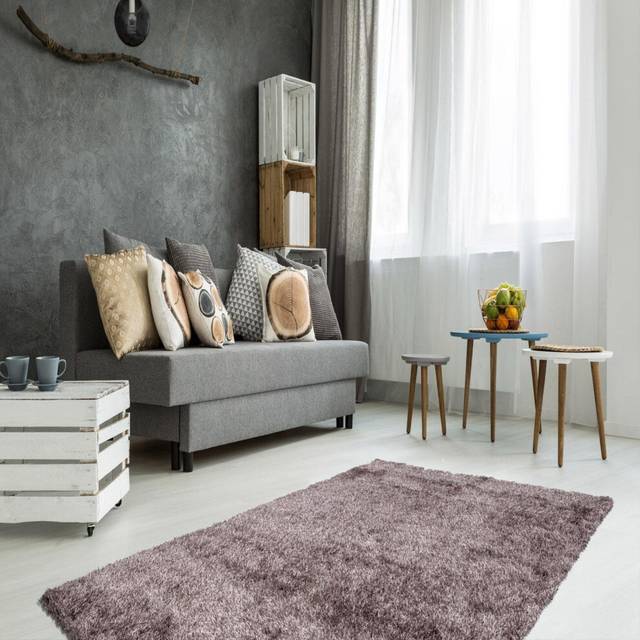 Diamond 700 Champagne Plain Shaggy Rug  - 120cm X 170cm