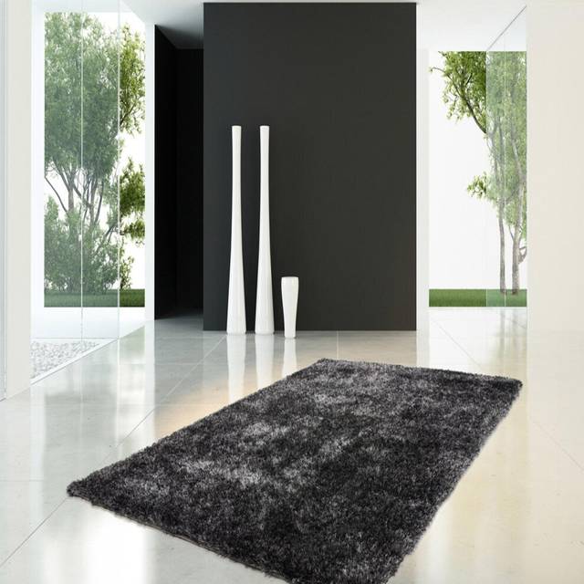 Diamond 700 Anthracite Plain Shaggy Rug  - 80cm X 150cm