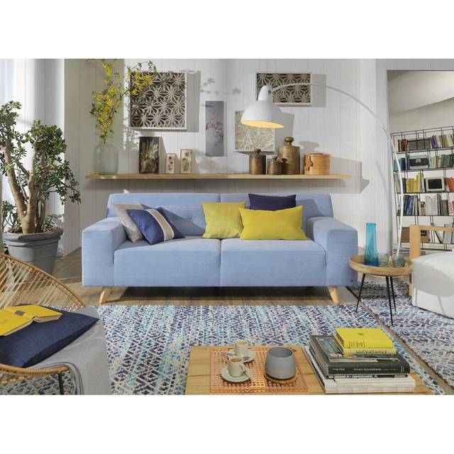 700 Diamond Blue Smooth Comfort Wool Rug by Tom Tailor - 140cm X 200cm