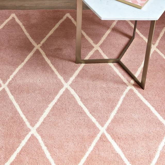 Albany Diamond Pink Wool Rug by Asiatic - 80cm X 150 cm