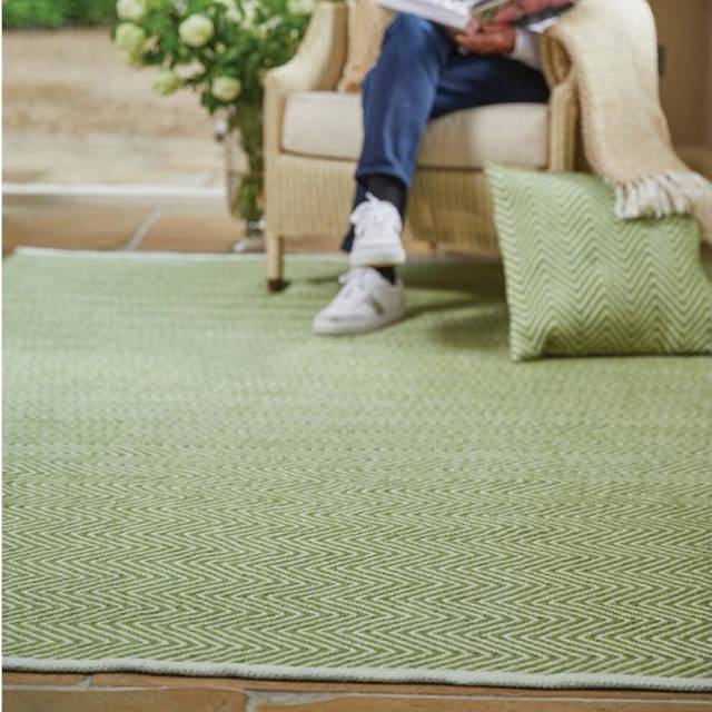 Herringbone Outdoor Green Rug  -  160cm X 230cm
