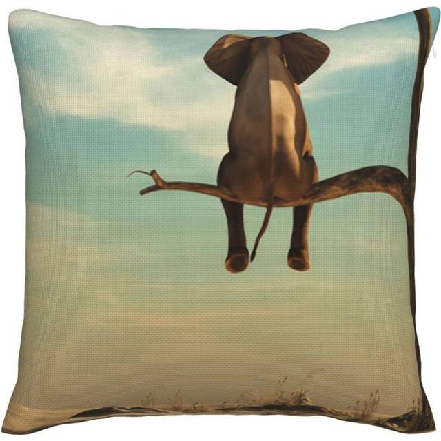 Elephant Sitting On A Branch In The Desert Imitation Linen Throw Pillow Covers Decorative  Pillowcase Square Cushion Covers