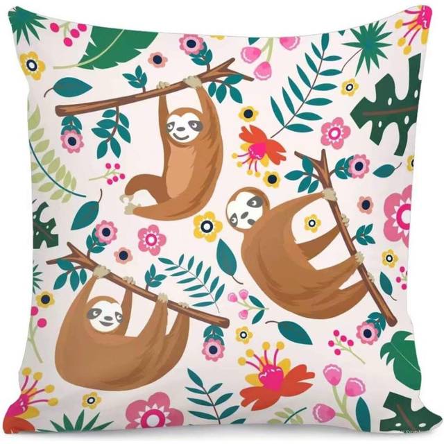 Sloth Home DÃ©cor Custom Patterns Decorative Throw Pillow Covers with Soft Solid Cushion Covers 18 X 18 Inches for Couch Bedroom Car