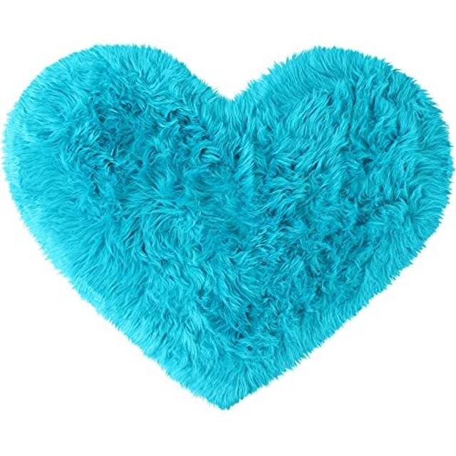 Faux Fur Sheepskin Area Rugs, Heart Shaped Shaggy Fluffy Rug for Sofa Living Room Bedroom Floor - Soft Deep Pile Plush Carpet Non Slip, 70 x