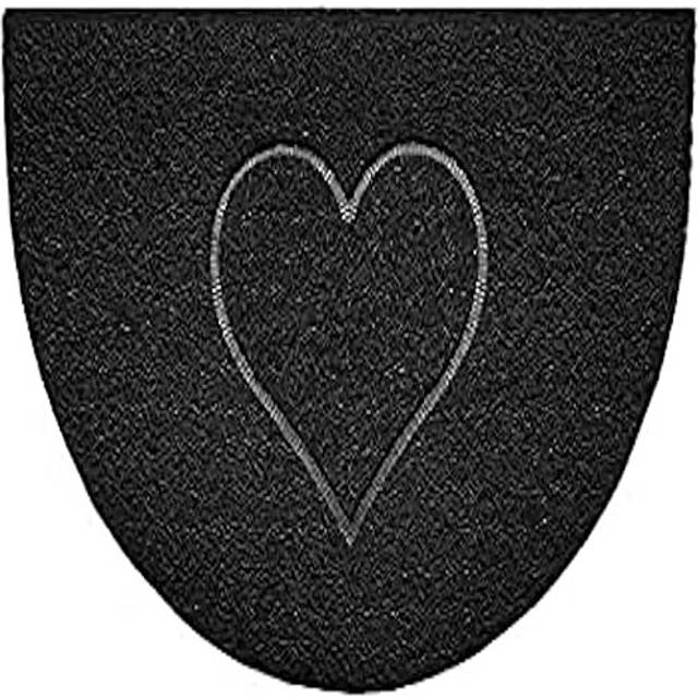 Embossed Halfmoon Half Circle Door Mat Dirt-Trapper Jet-Washable Doormat 70x44cm (Black, HEART Shape) - Use on Carpet ONLY