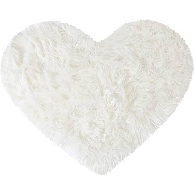 Faux Fur Sheepskin Area Rugs, Heart Shaped Shaggy Fluffy Rug for Sofa Living Room Bedroom Floor - Soft Deep Pile Plush Carpet Non Slip, 70 x