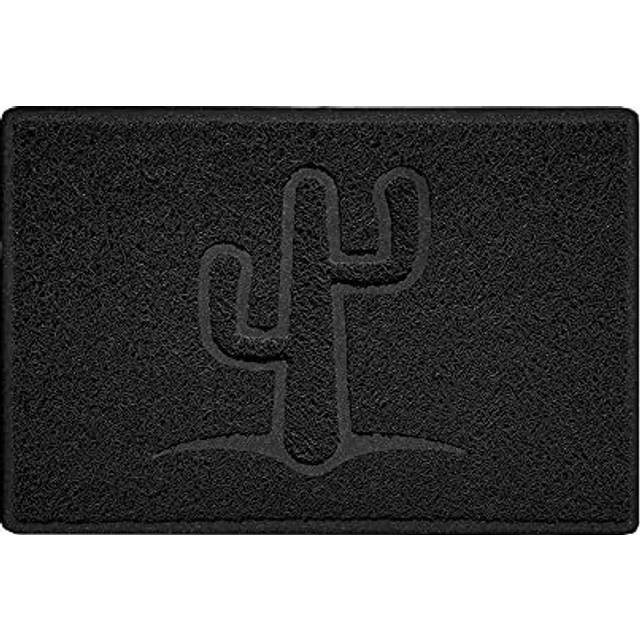 Cactus Embossed Shape Door Mat Dirt-Trapper Jet-Washable Doormat-(Use Outdoor ONLY)- (60x40cm/23.6x15.7inches, Small) Black