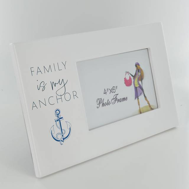 Bevelled Ceramic Single Picture Frame in White/Blue - Blue;White