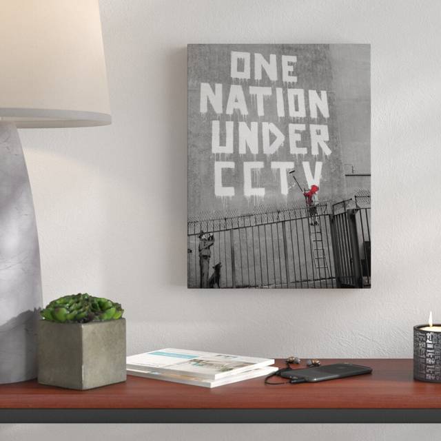 One Nation Under CCTV II by Banksy - Wrapped Canvas Graphic Art Print (51 cm H x 38 cm W x 4 cm D)
