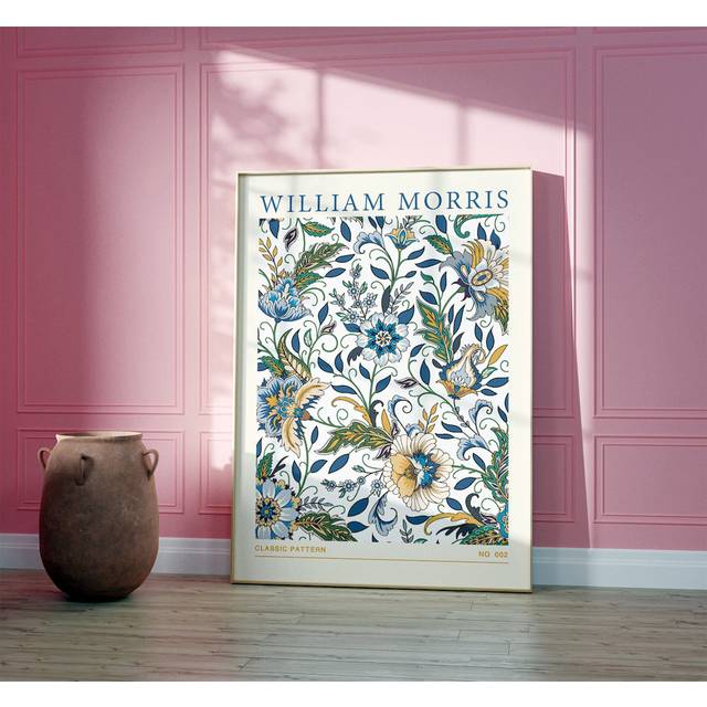 William Morris Floral Art Print, William Morris Exhibition Poster, Vintage Patten Poster (59cm H x 42cm W)