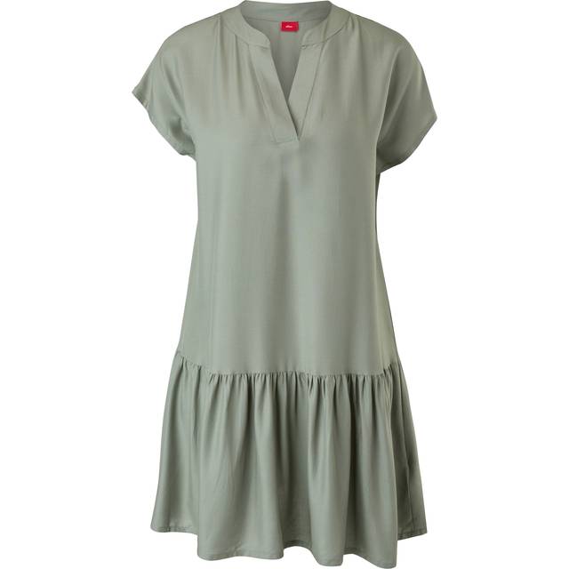 s.Oliver Notch Neck Summer Dress - Khaki